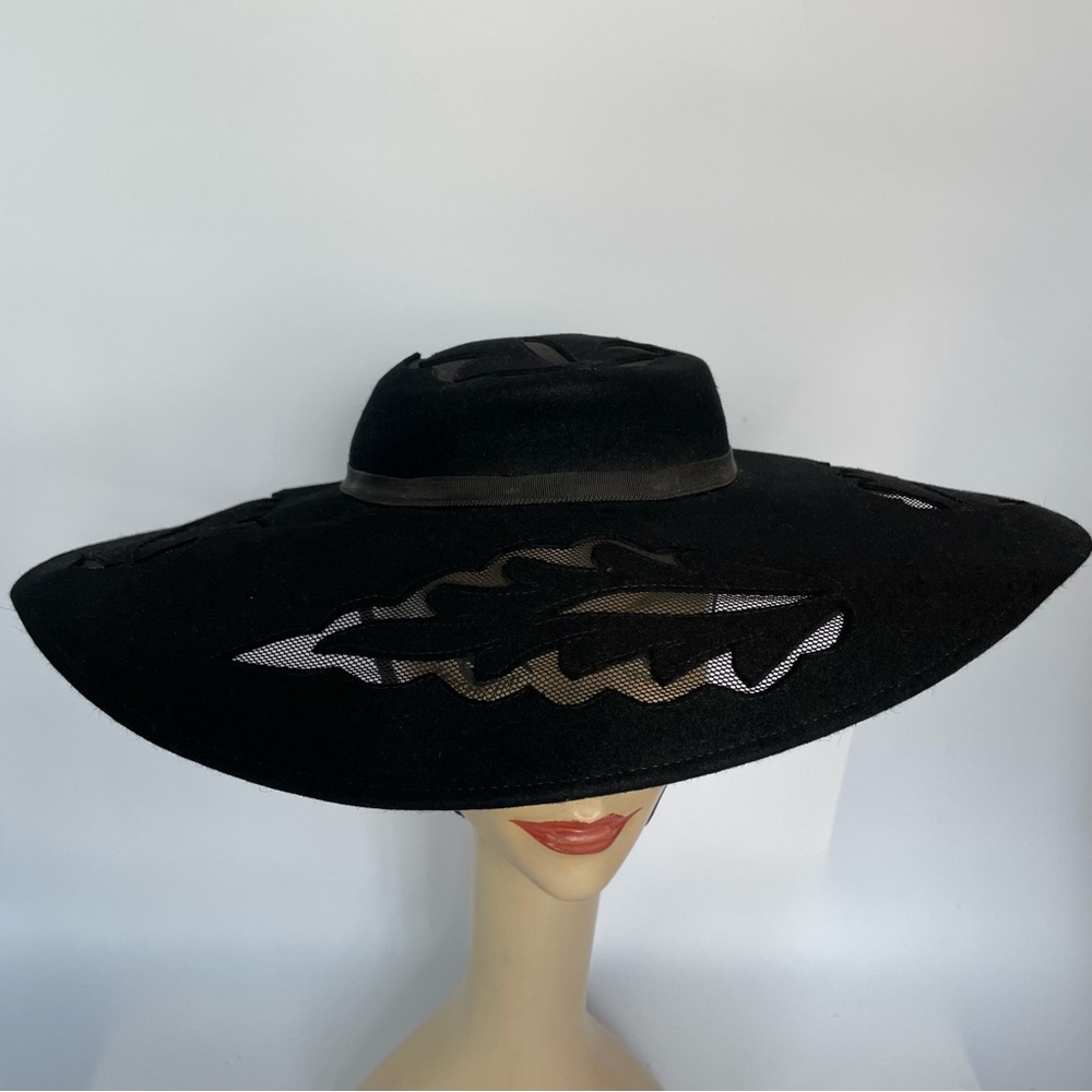 Vintage Wide Brim Hat Lace Cut Out - Picture 6 of 12